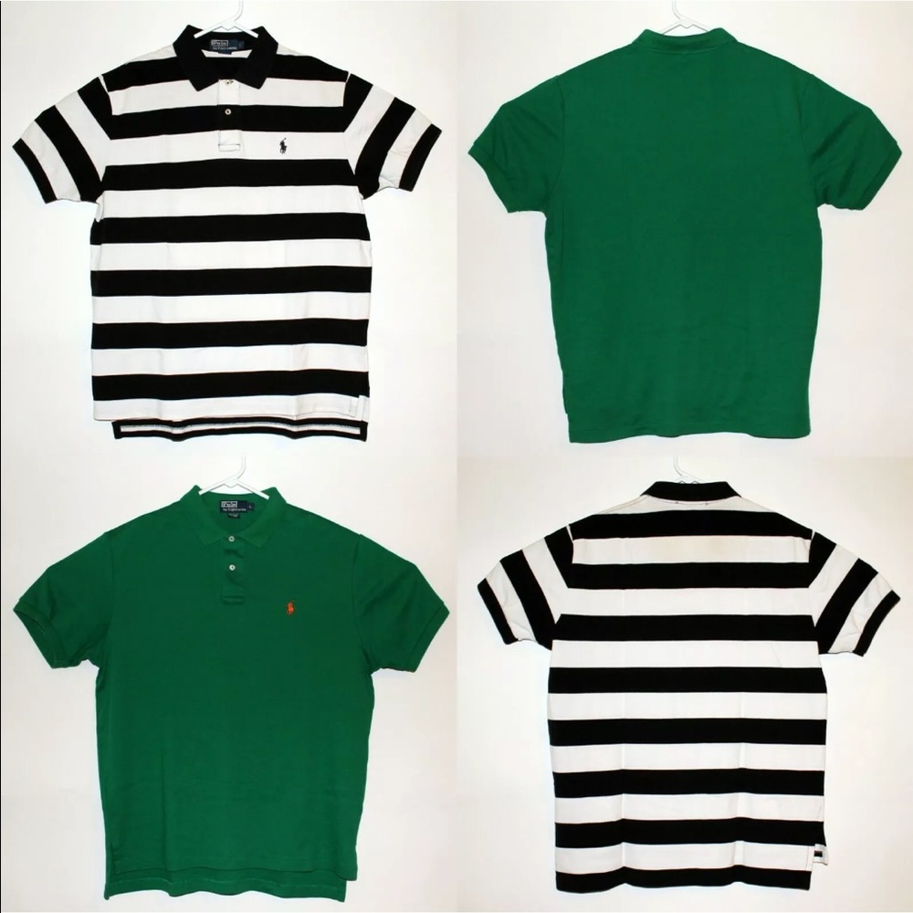 X2 Polo Ralph Lauren Green Black and White Large